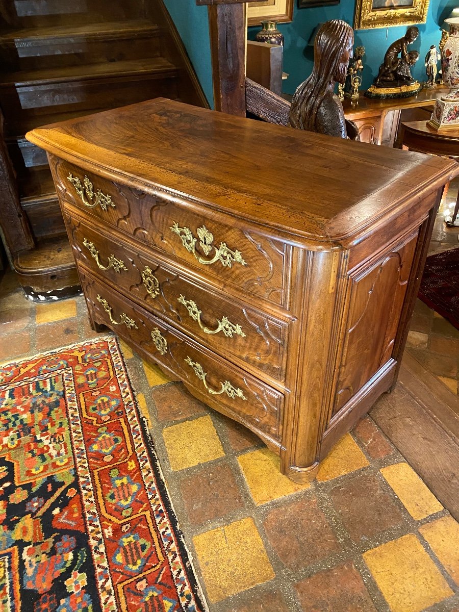 Beautiful Domed Commode In Louis XIV Walnut, 18th Century-photo-2