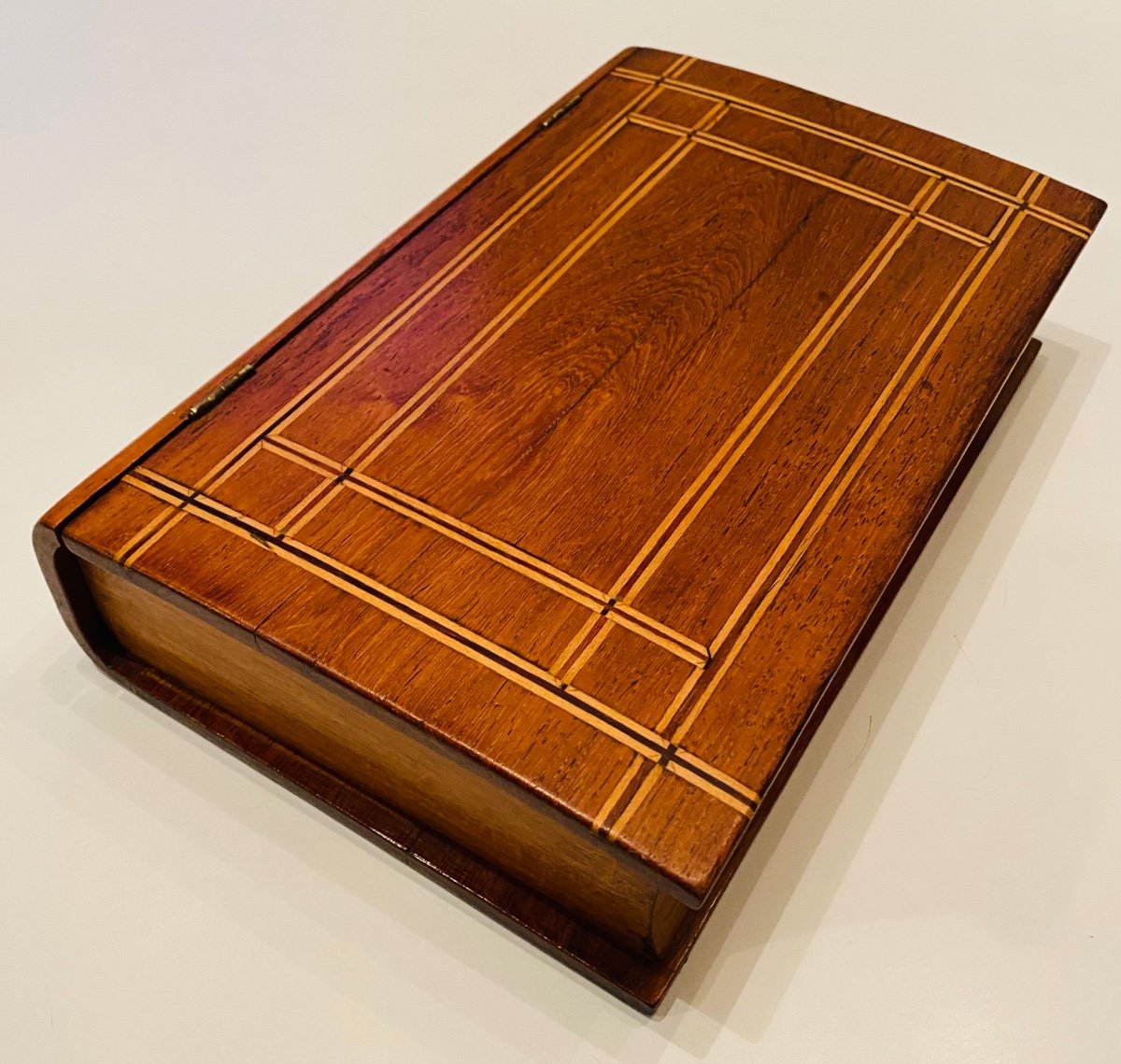 Trompe l'Oeil Book In Walnut Forming Box 