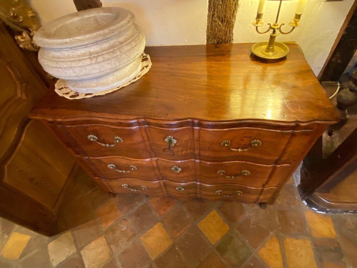 Belle Commode Double Arbalète En Noyer Vallée Du Rhône D’époque Louis XV-photo-5