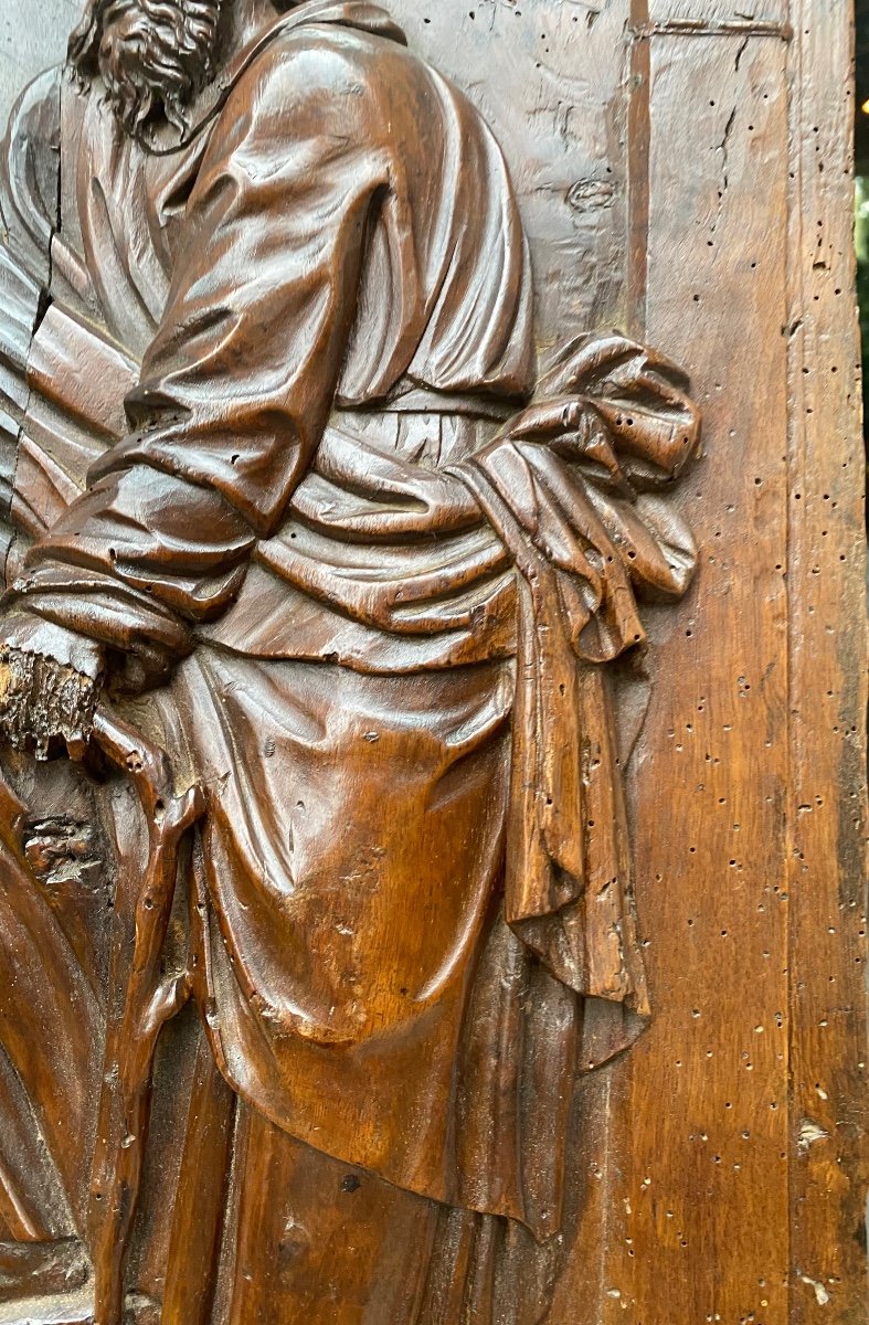 Beautiful Bas Relief Panel From The Beginning Of The 17th Century: Saint Joseph With The Flowered Stick -photo-6