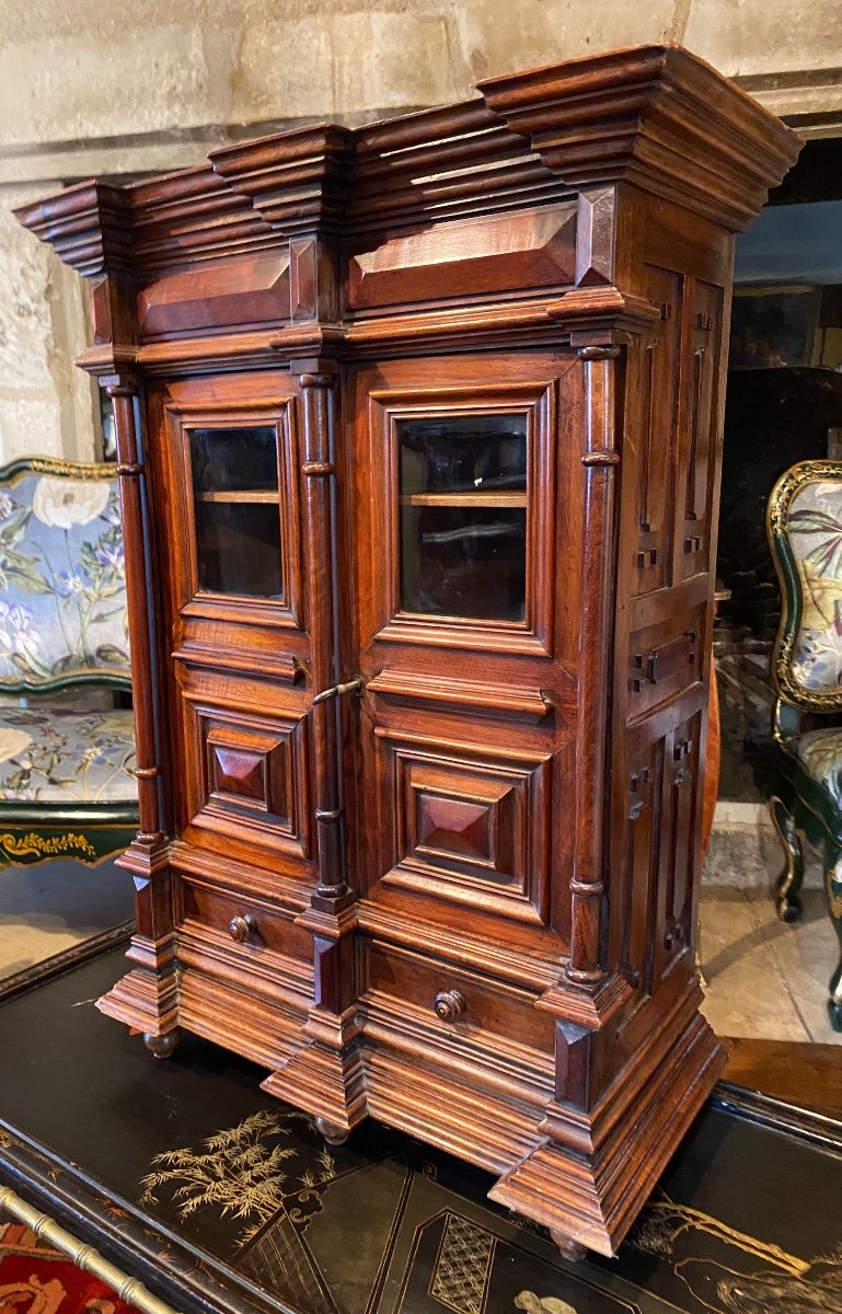 Diminutive Of N Walnut Cabinet From The 19th Century 