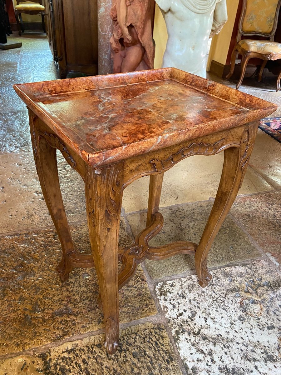 Regency Style Cabaret Table With Faux Marble Top -photo-8