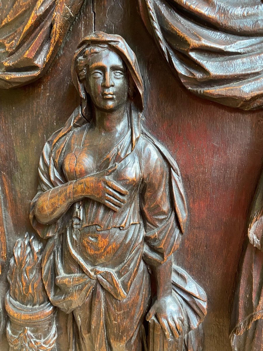 Large Vestal Virgin In High Relief In Oak Late 17th Century -photo-6