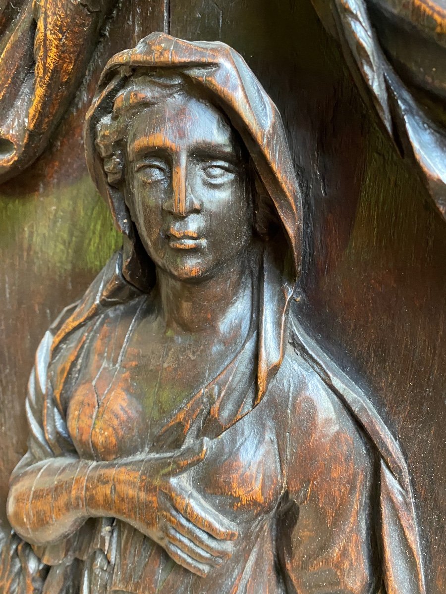 Large Vestal Virgin In High Relief In Oak Late 17th Century -photo-7