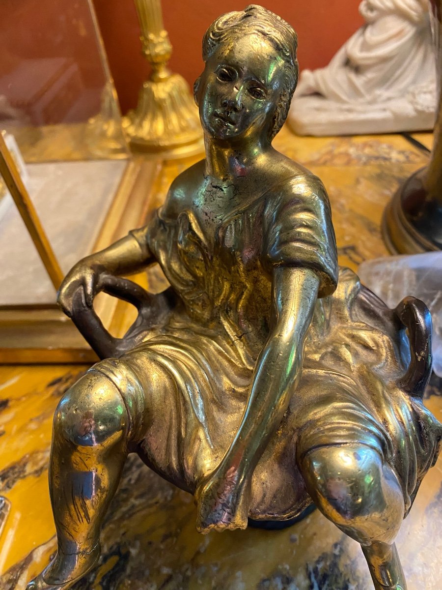 Beau Bronze érotique D’une Blanchisseuse Mme Sans Gêne, XIX Eme Siècle -photo-2
