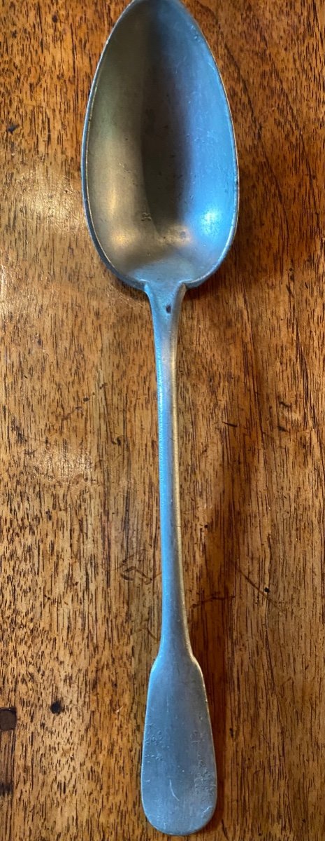 Large Pewter Stewing Spoon Late 19th Century -photo-3