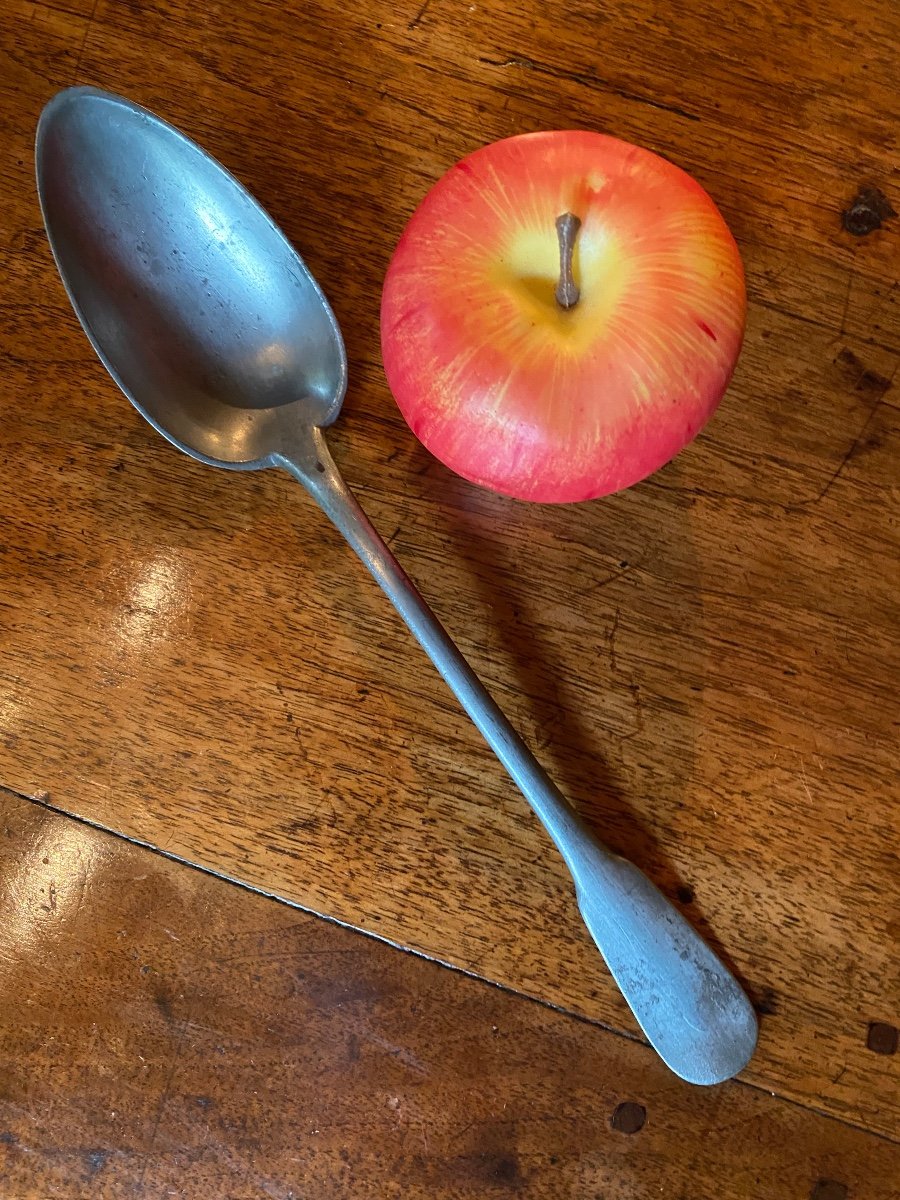 Large Pewter Stewing Spoon Late 19th Century 