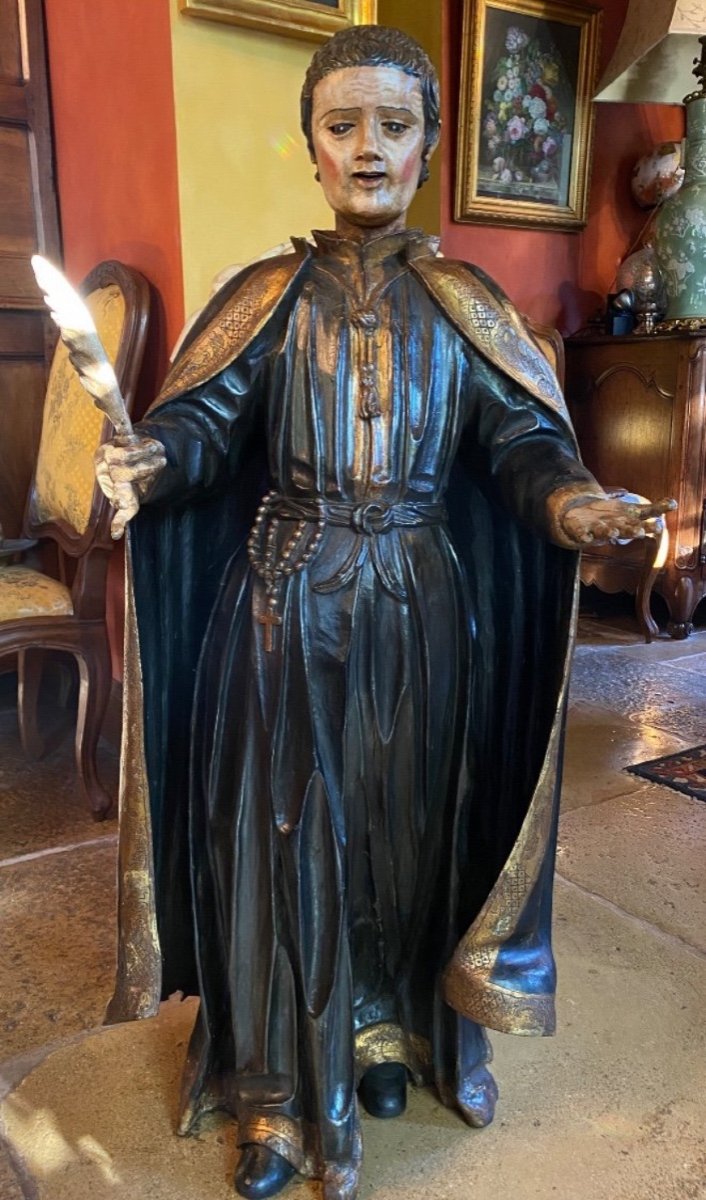 Grande Statue Polychrome De Saint Thomas 