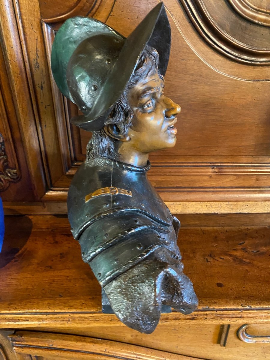 Large Bust Of A Warrior In Breastplate Signed Goldsheider -photo-3