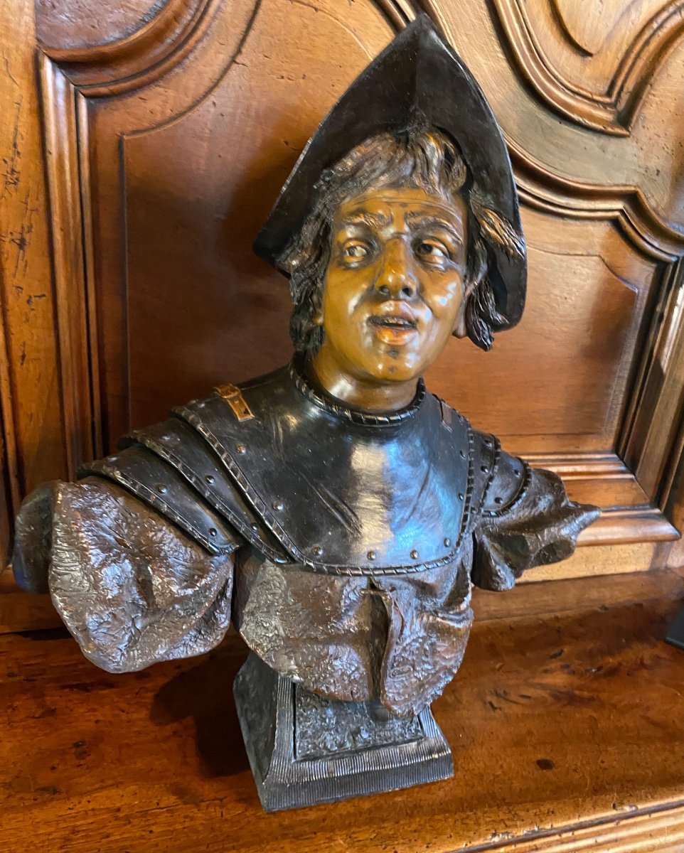 Large Bust Of A Warrior In Breastplate Signed Goldsheider 
