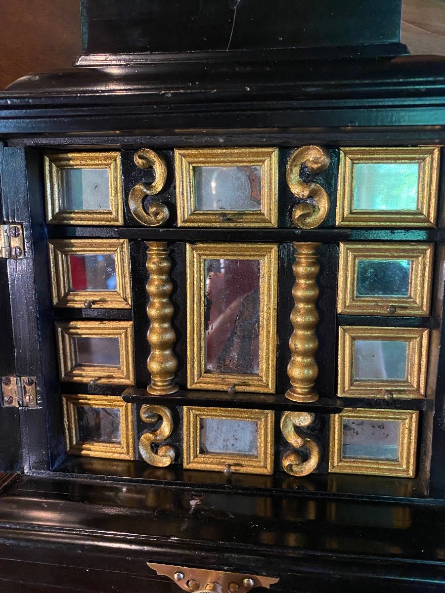 Italian Cabinet With Miniature Mirrors, Diminutive From The 19th Century -photo-2