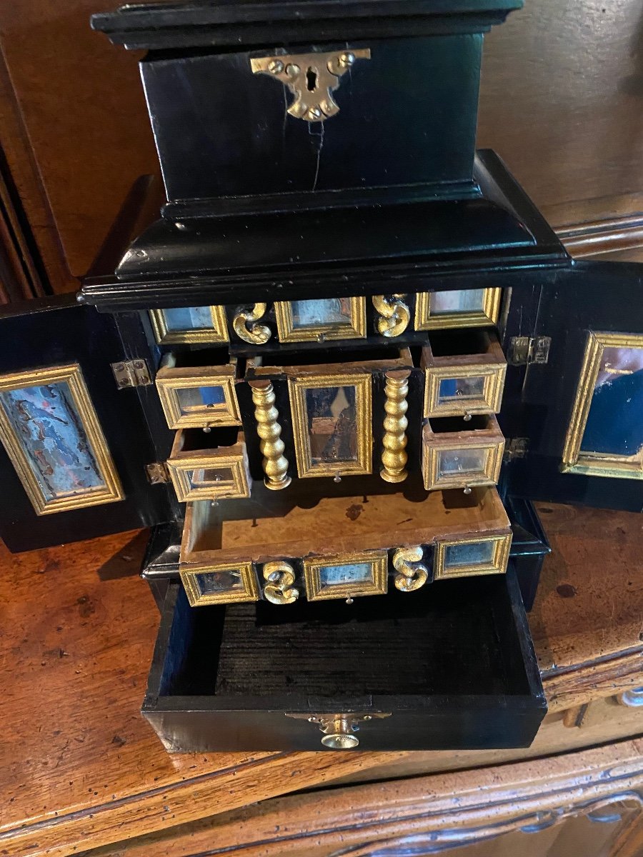 Italian Cabinet With Miniature Mirrors, Diminutive From The 19th Century -photo-8