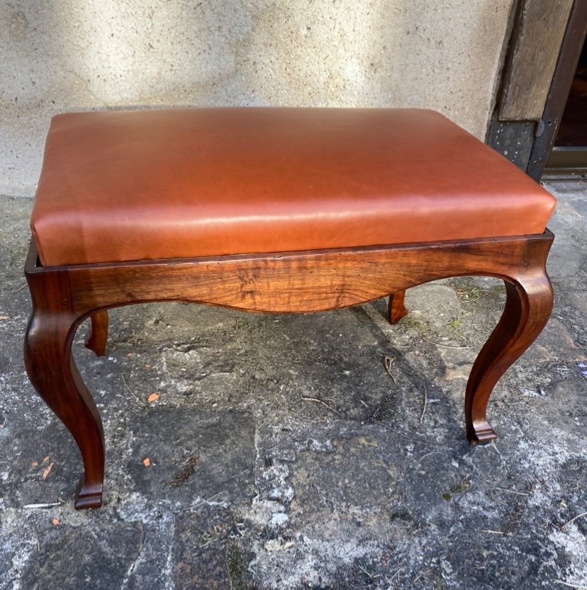 Small Bench With Walnut Frame From The 18th Century -photo-4