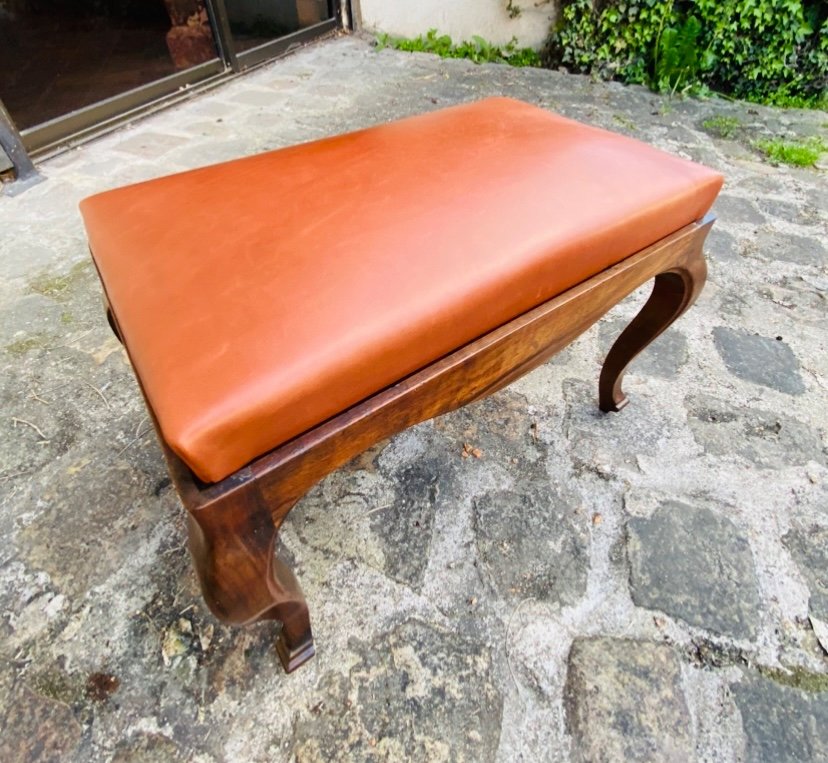 Small Bench With Walnut Frame From The 18th Century -photo-2