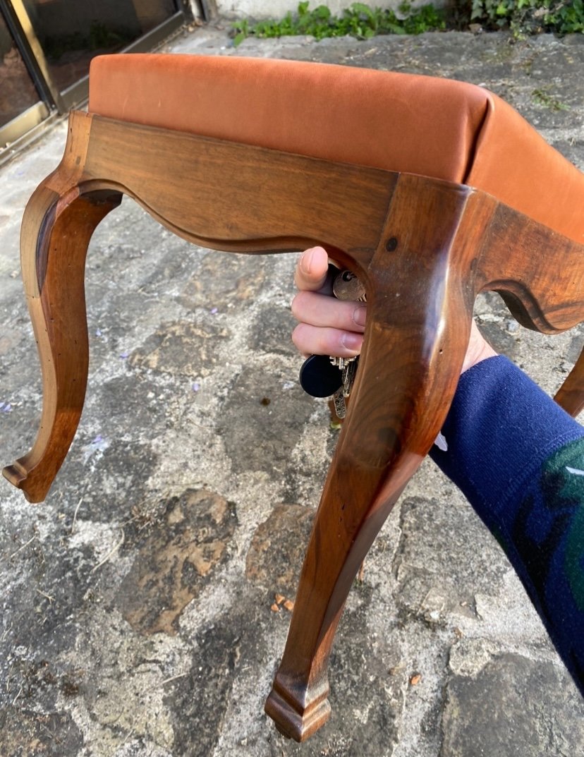 Small Bench With Walnut Frame From The 18th Century -photo-3