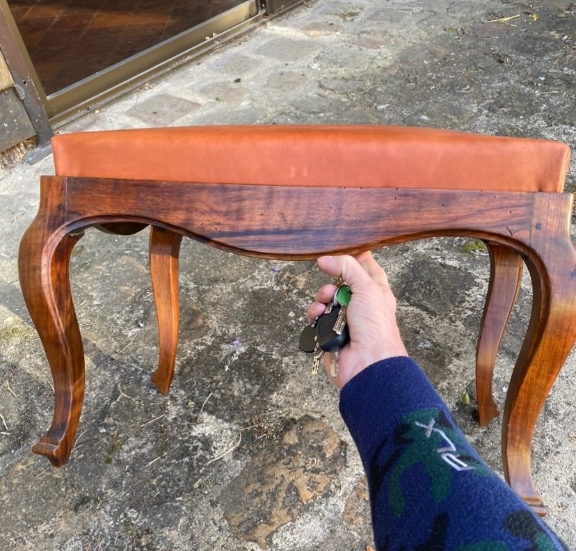 Small Bench With Walnut Frame From The 18th Century -photo-4