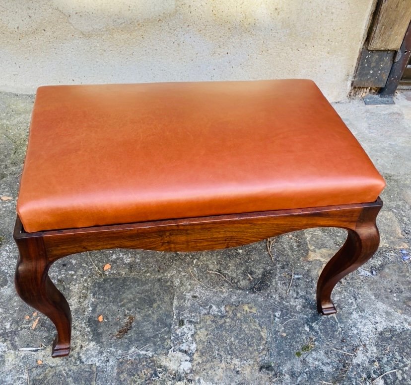 Small Bench With Walnut Frame From The 18th Century -photo-7