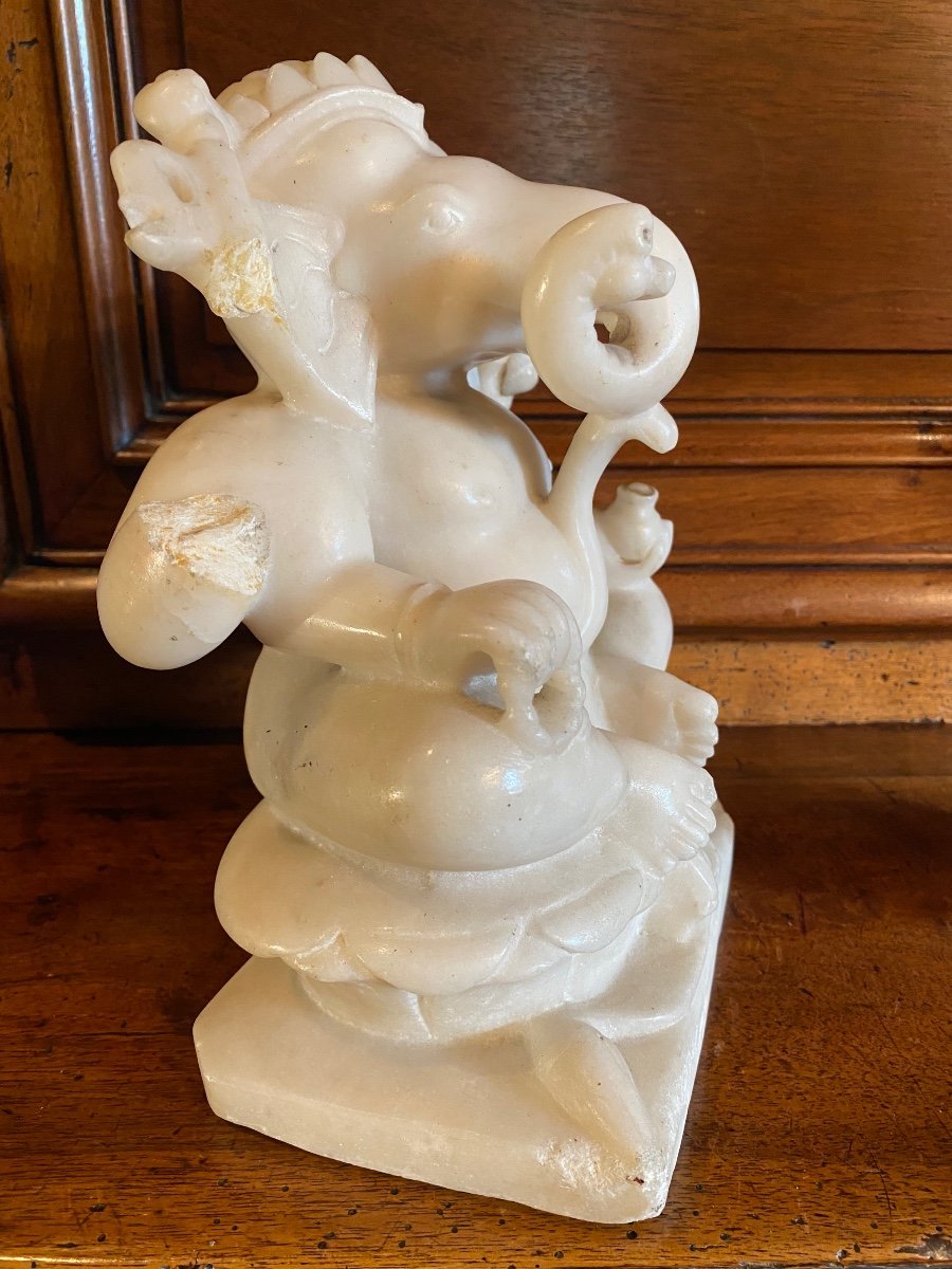 Ganesh In Alabaster, India Early 20th Century -photo-2