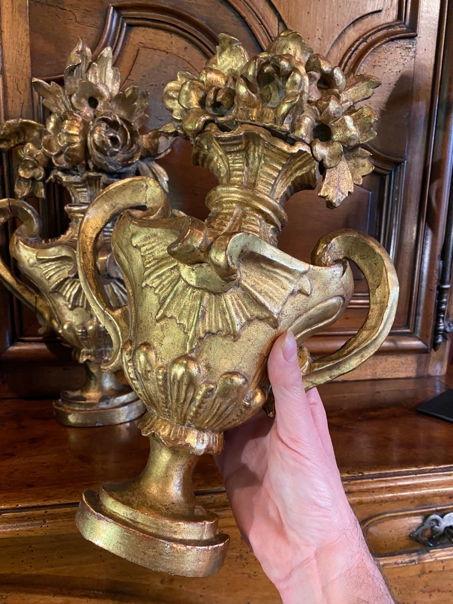 Pair Of Medici Flower Vases In Golden Box, 18th Century -photo-4