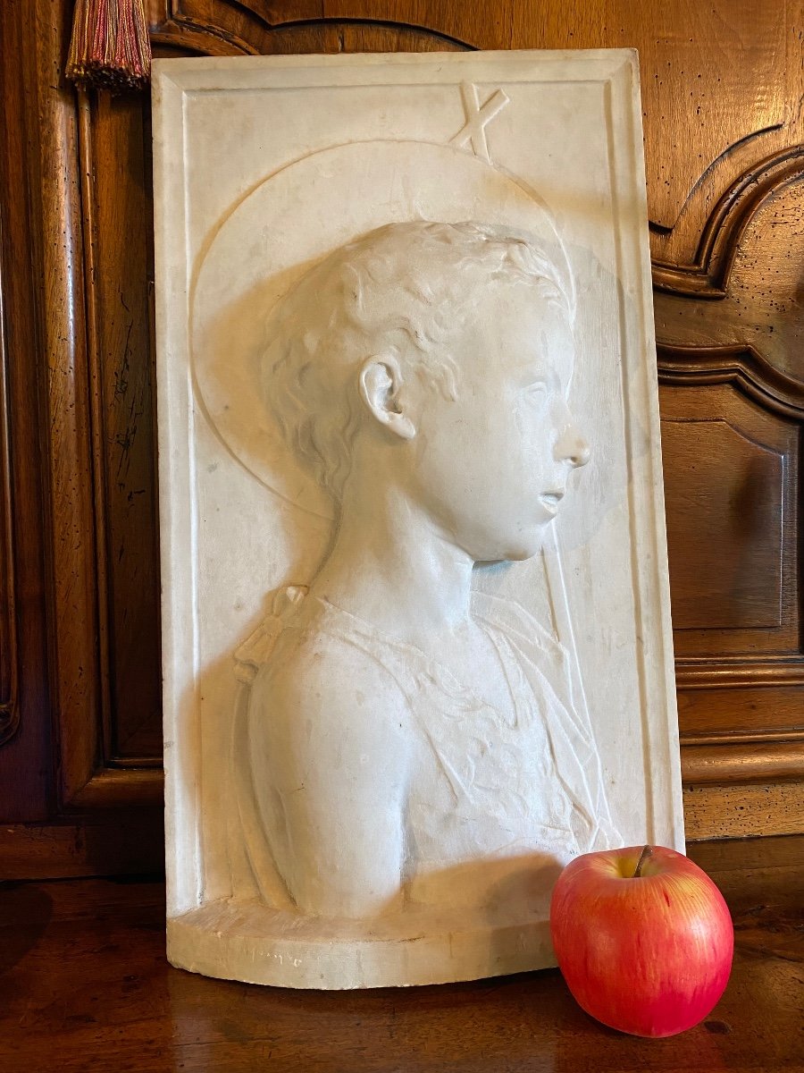 D’après Desiderio Da Settignano, Saint Jean Baptiste Enfant, Sculpture En Marbre De Carrare-photo-4