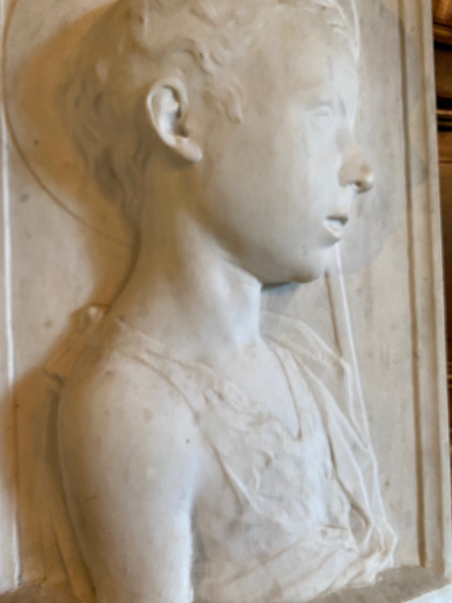 D’après Desiderio Da Settignano, Saint Jean Baptiste Enfant, Sculpture En Marbre De Carrare-photo-6