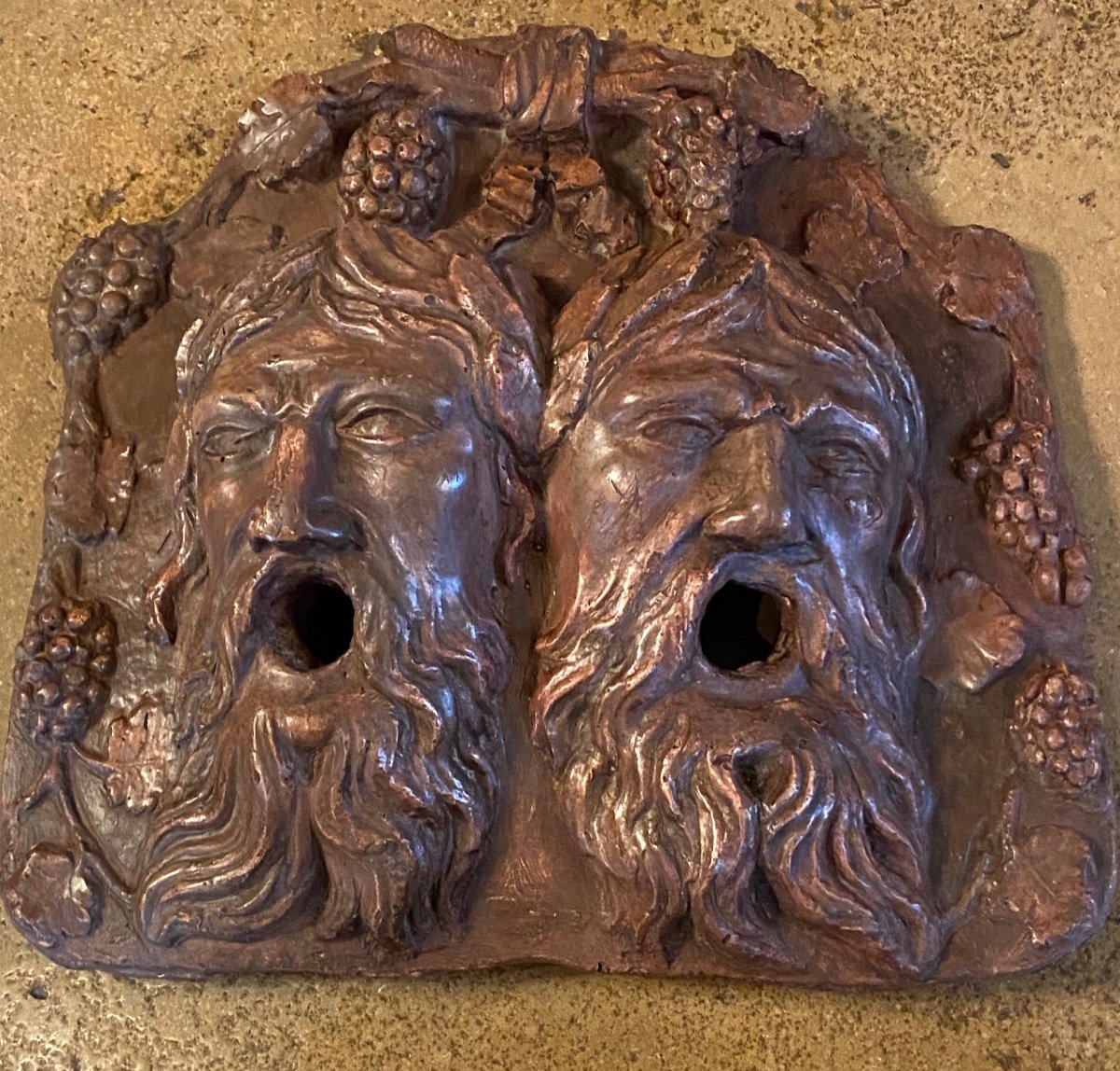 Two Plaster Fountain Heads From The End Of The 19th Century 