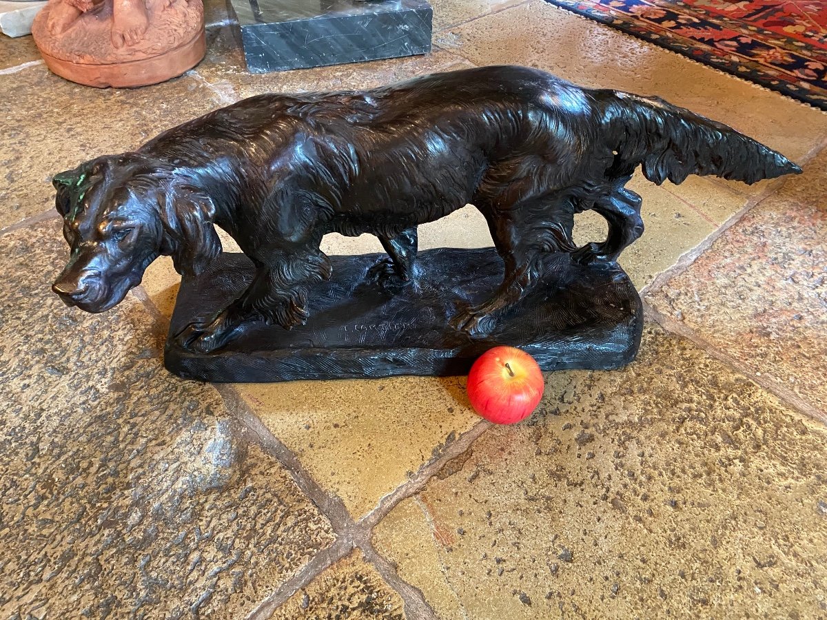 Large Irish Setter Hunting Dog Standing By Thomas Cartier In Terracotta -photo-1