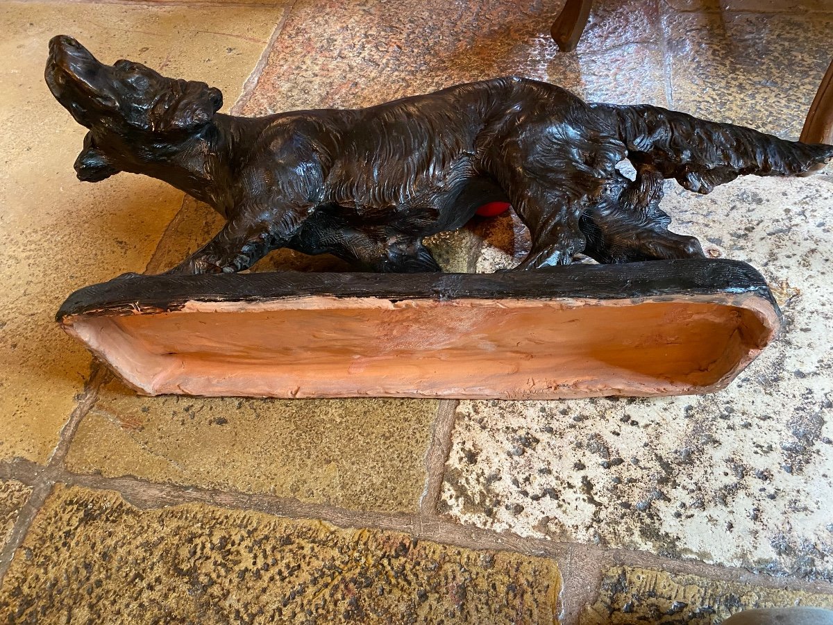 Large Irish Setter Hunting Dog Standing By Thomas Cartier In Terracotta -photo-5