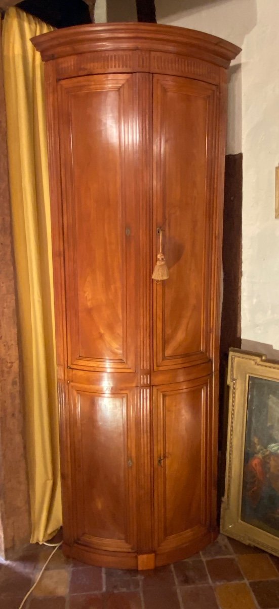 Large Corner Cabinet In Louis XVI Cherry Wood From The End Of The 18th Century 