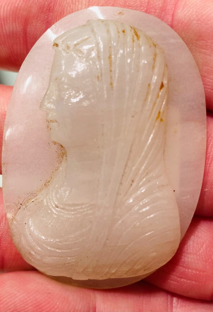 Large Cameo In Agate End Of The 18th Century The Virgin Mary -photo-2