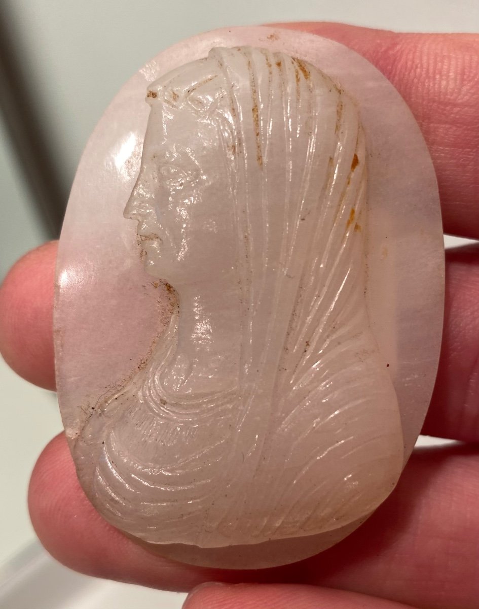 Large Cameo In Agate End Of The 18th Century The Virgin Mary -photo-3