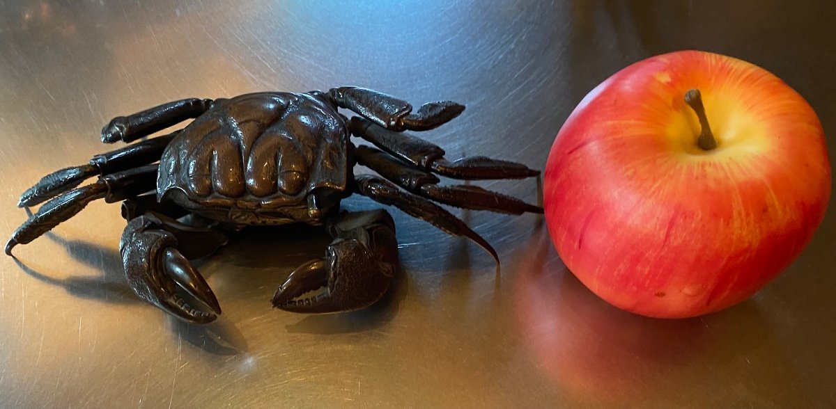 Crabe Jizai Okimono En Bronze Japon ère Meiji -photo-4