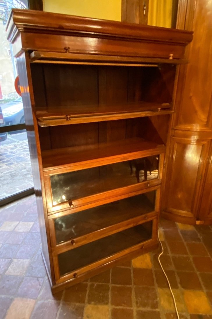 19th Century Mahogany Sliding Glass Bookcase -photo-2