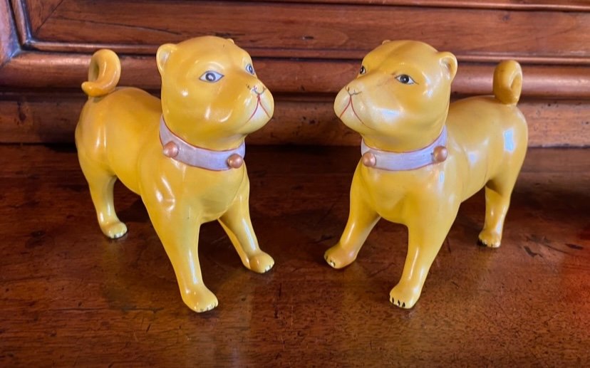 Pair Of 19th Century Porcelain Dogs, East India Company-photo-2