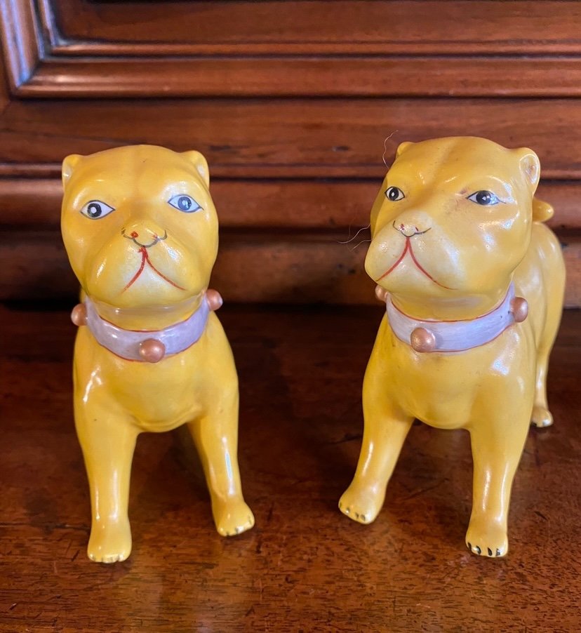 Pair Of 19th Century Porcelain Dogs, East India Company-photo-3