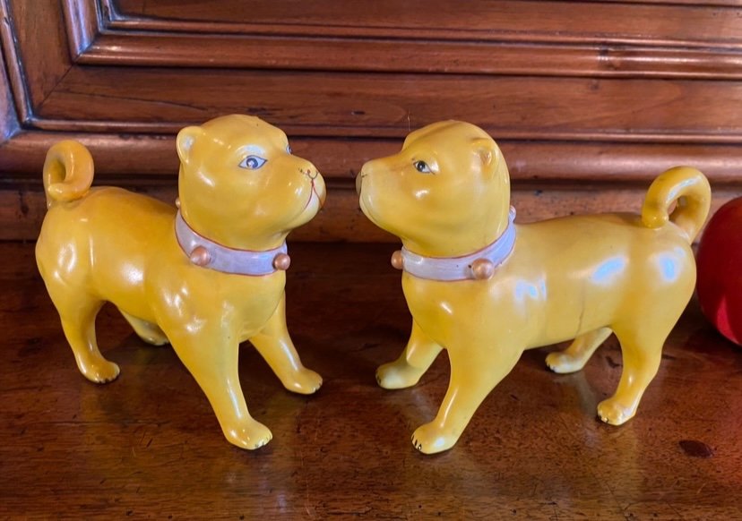 Pair Of 19th Century Porcelain Dogs, East India Company-photo-4