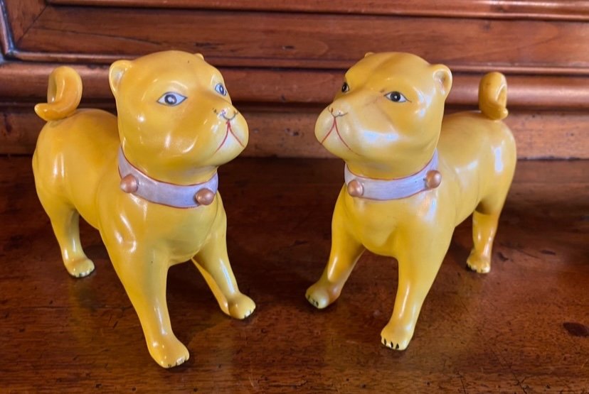 Pair Of 19th Century Porcelain Dogs, East India Company-photo-2