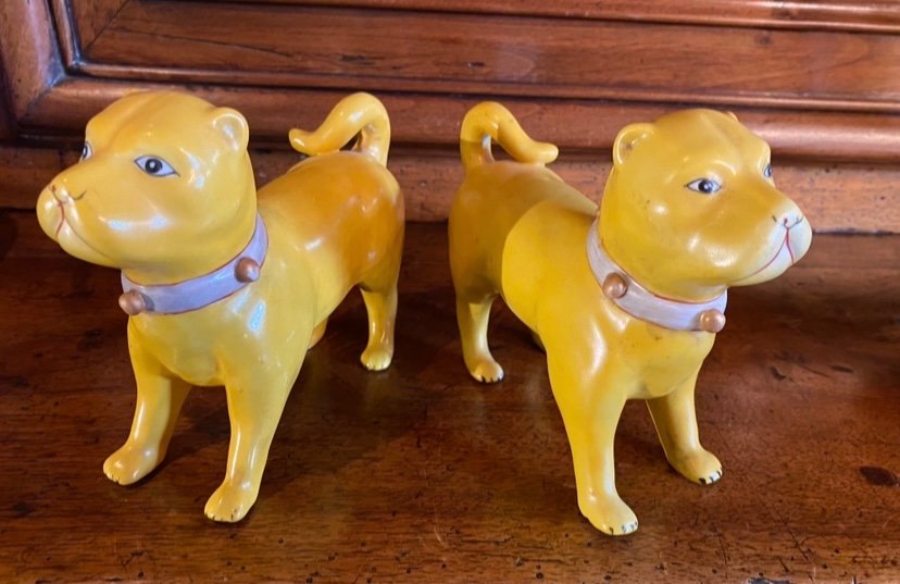 Pair Of 19th Century Porcelain Dogs, East India Company-photo-3