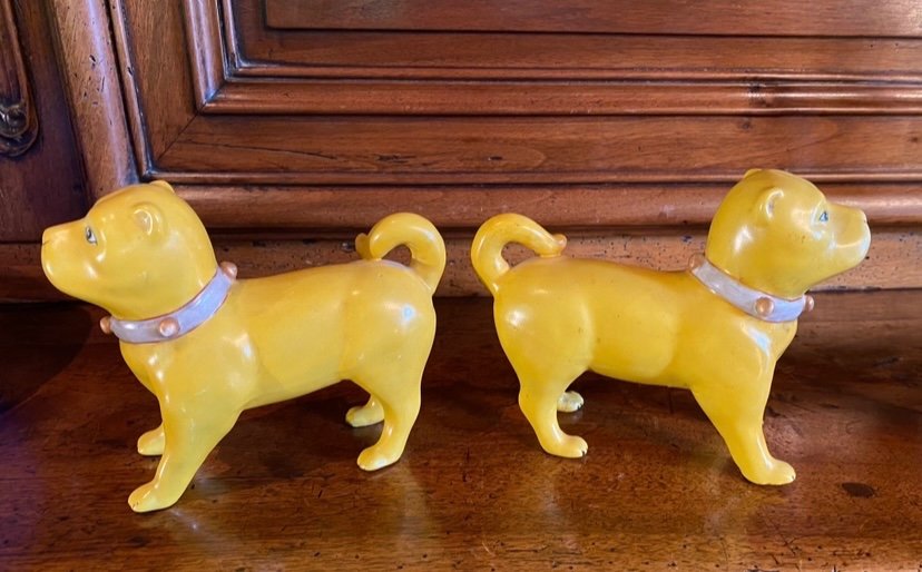 Pair Of 19th Century Porcelain Dogs, East India Company-photo-4