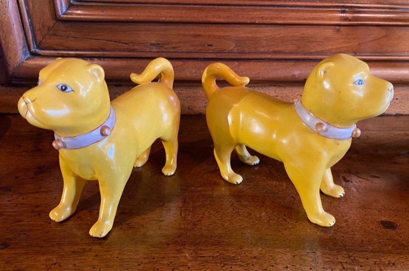 Pair Of 19th Century Porcelain Dogs, East India Company-photo-7