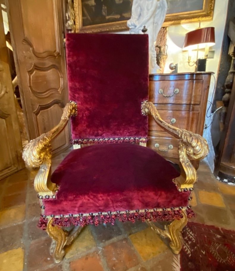 Spectacular Regency Style Giltwood Armchair -photo-4