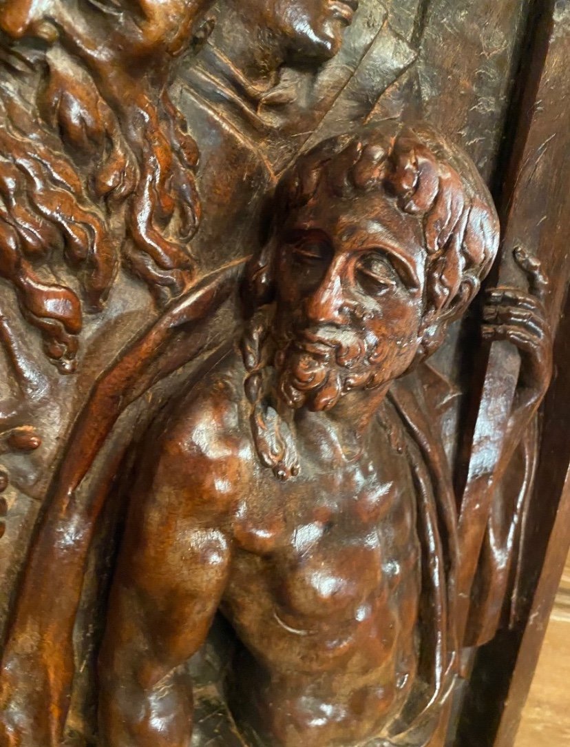 Incredulity Of Saint Thomas, Large Carved Walnut Panel, Late 16th Century -photo-4