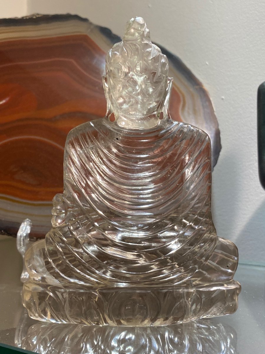 Charmant Buddha En Cristal De Roche Début XX Eme Siècle -photo-1