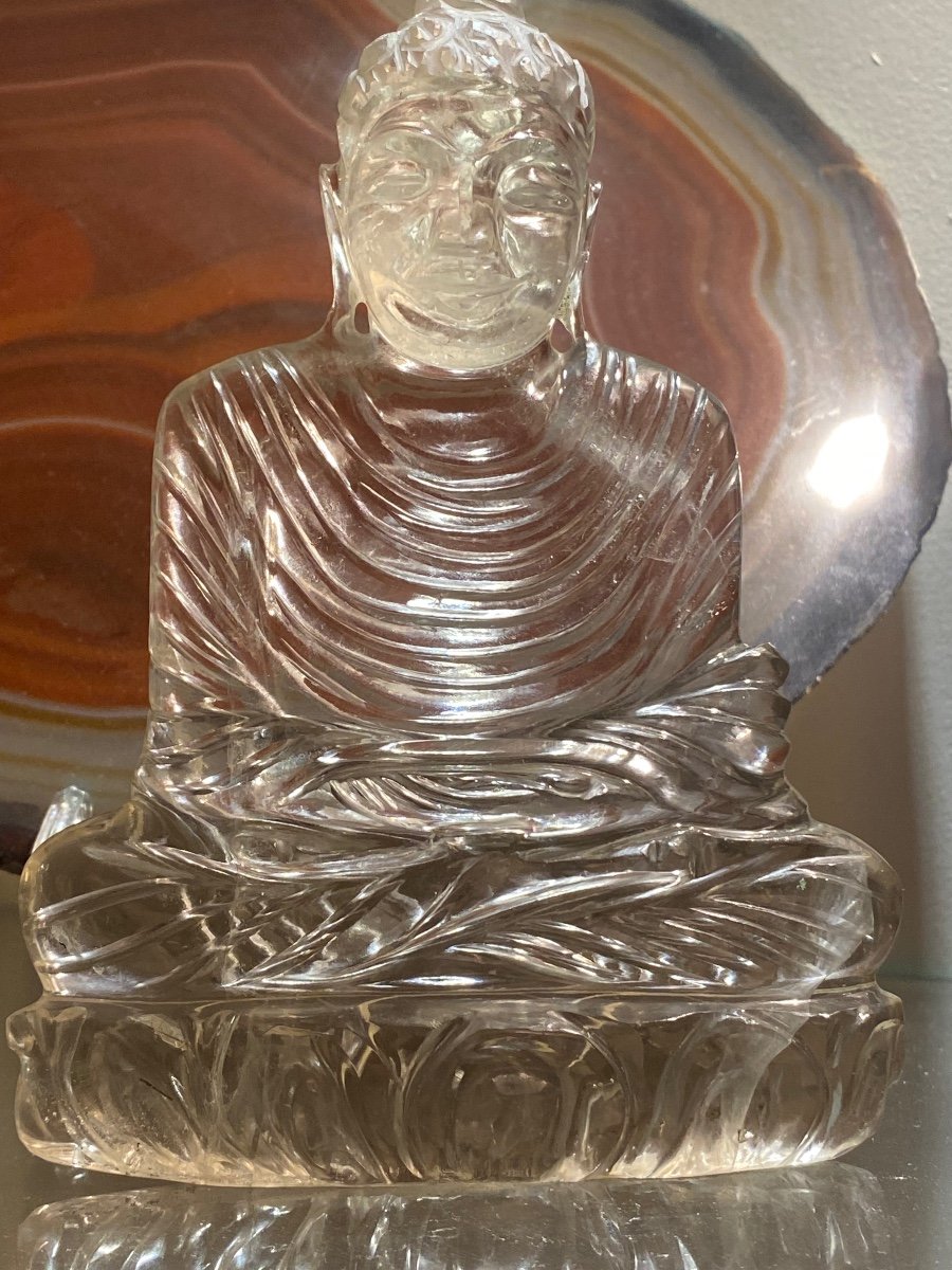 Charmant Buddha En Cristal De Roche Début XX Eme Siècle -photo-8