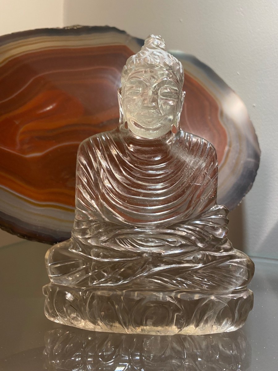 Charmant Buddha En Cristal De Roche Début XX Eme Siècle 