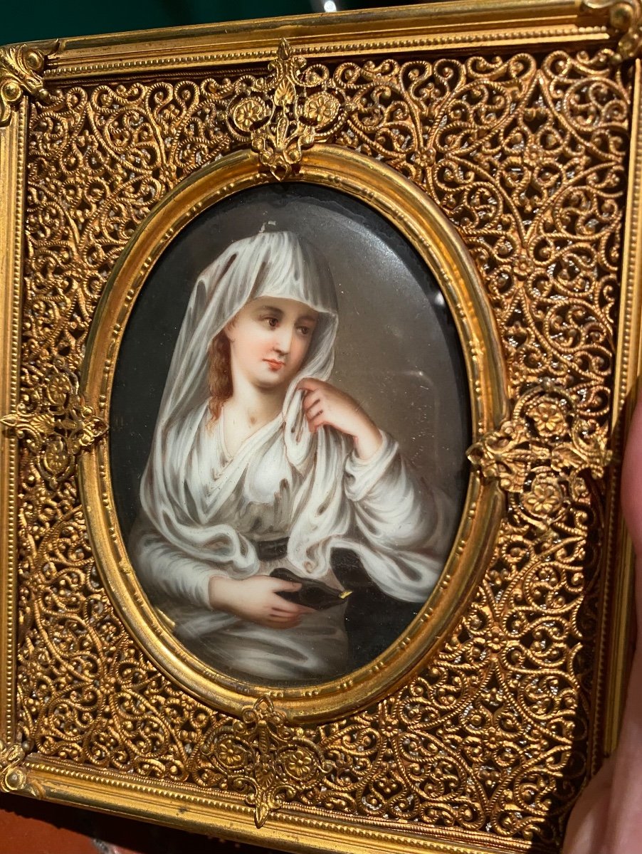 The Vestal Virgin After Angelika Kauffman, 19th Century Porcelain Miniature -photo-4