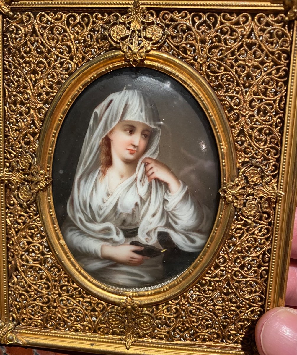 The Vestal Virgin After Angelika Kauffman, 19th Century Porcelain Miniature -photo-2