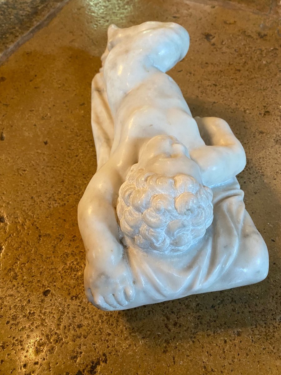 The Sleep Of Cupid Or Sleeping Eros, 19th Century Marble -photo-2