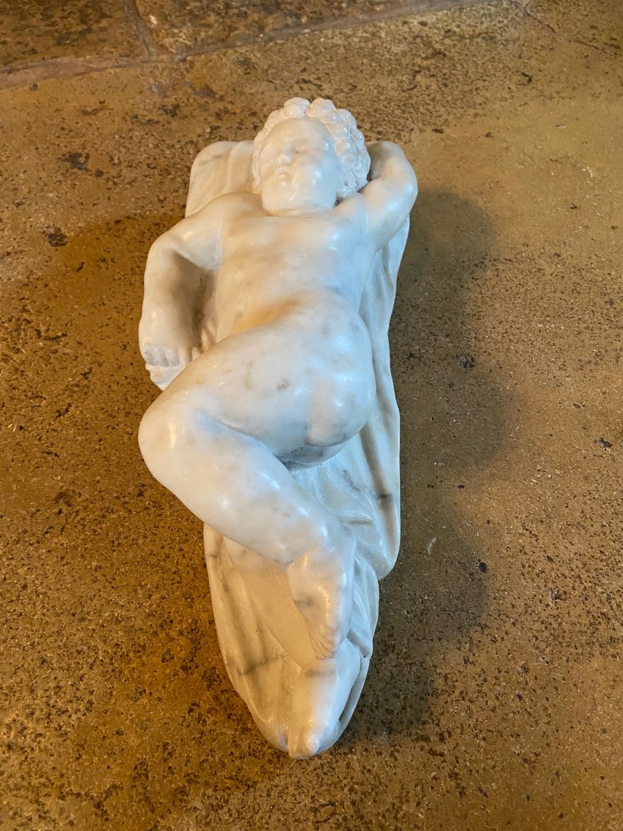 The Sleep Of Cupid Or Sleeping Eros, 19th Century Marble -photo-4