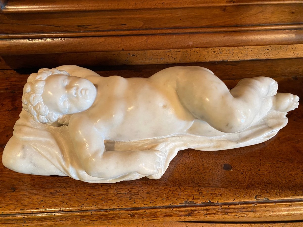 The Sleep Of Cupid Or Sleeping Eros, 19th Century Marble -photo-8